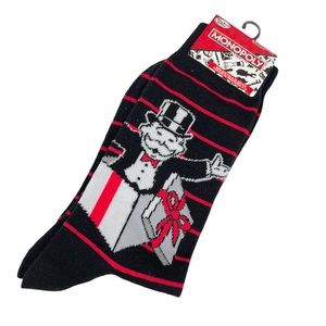 Monopoly Man Striped Present Socks, Black, Red